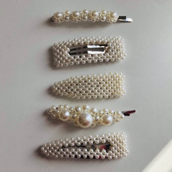 Accessories - Faux Pearl Hairclips Set Of 5